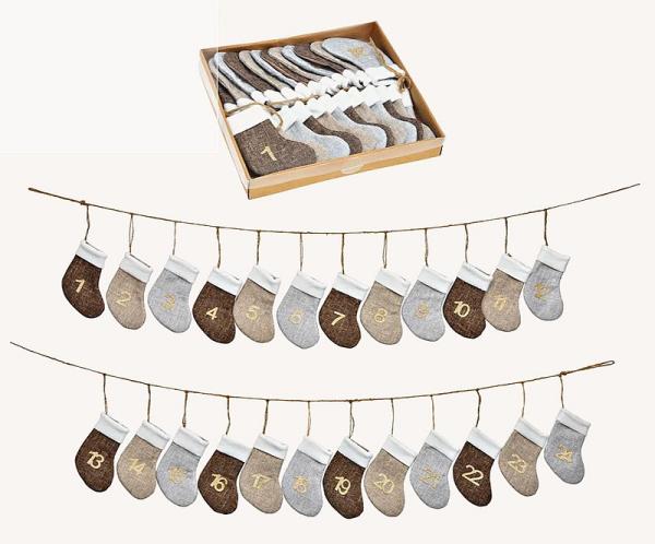 Adventskalender Socken Braun